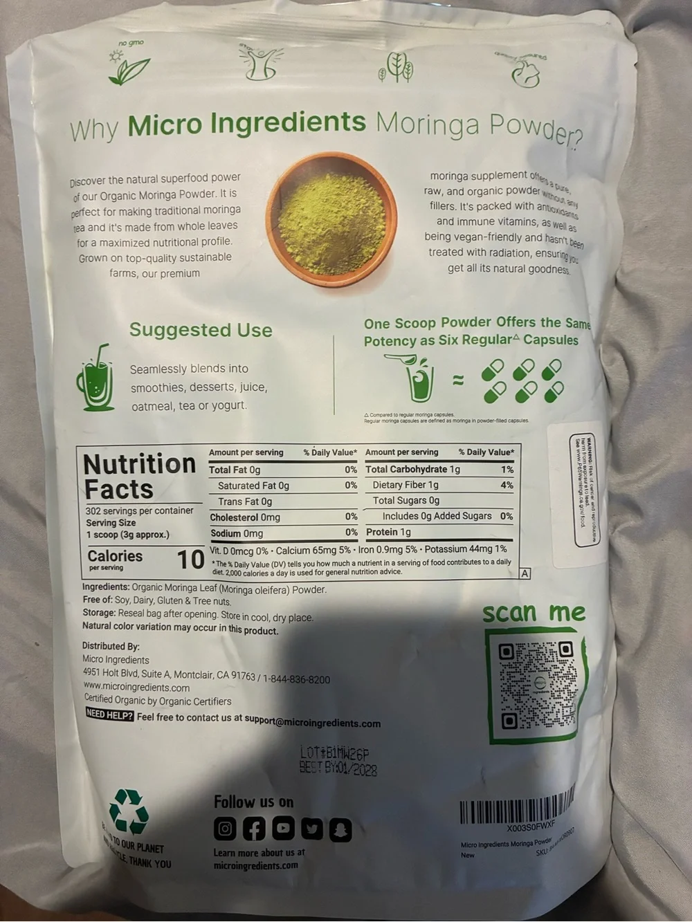 Organic Moringa Powder - Green